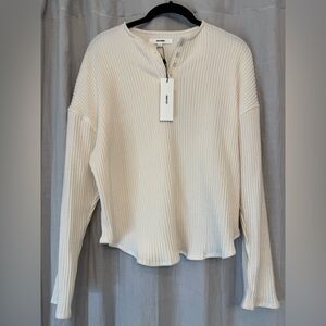 NWT Joah Brown Henley Pullover | Natural Luxe Knit | XS
